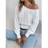 image:imageMakeMeChic Womens One Shoulder Tops Sweater Long Sleeve Lightweight Pullover Jumper TopWhite