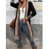 image:imageMakeMeChic Womens Open Front Long Fringe Cardigan Western Long Sleeve Boho Cardigan SweaterBlack