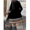 image:imageMakeMeChic Womens Open Front Long Fringe Cardigan Western Long Sleeve Boho Cardigan SweaterBlack