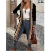 image:imageMakeMeChic Womens Open Front Long Fringe Cardigan Western Long Sleeve Boho Cardigan SweaterBlack