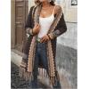 image:imageMakeMeChic Womens Open Front Long Fringe Cardigan Western Long Sleeve Boho Cardigan SweaterCoffee Brown