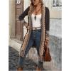 image:imageMakeMeChic Womens Open Front Long Fringe Cardigan Western Long Sleeve Boho Cardigan SweaterCoffee Brown