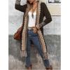 image:imageMakeMeChic Womens Open Front Long Fringe Cardigan Western Long Sleeve Boho Cardigan SweaterCoffee Brown