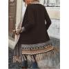image:imageMakeMeChic Womens Open Front Long Fringe Cardigan Western Long Sleeve Boho Cardigan SweaterCoffee Brown