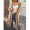 image:imageMakeMeChic Womens Open Front Long Fringe Cardigan Western Long Sleeve Boho Cardigan SweaterKhaki