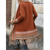 image:imageMakeMeChic Womens Open Front Long Fringe Cardigan Western Long Sleeve Boho Cardigan SweaterMulticolor