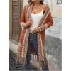 image:imageMakeMeChic Womens Open Front Long Fringe Cardigan Western Long Sleeve Boho Cardigan SweaterMulticolor