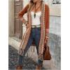 image:imageMakeMeChic Womens Open Front Long Fringe Cardigan Western Long Sleeve Boho Cardigan SweaterMulticolor