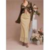 image:imageMakeMeChic Womens Satin Lace Maxi Skirt Silk High Waist Fishtail Long SkirtsApricot