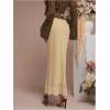 image:imageMakeMeChic Womens Satin Lace Maxi Skirt Silk High Waist Fishtail Long SkirtsApricot