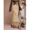 image:imageMakeMeChic Womens Satin Lace Maxi Skirt Silk High Waist Fishtail Long SkirtsApricot