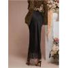 image:imageMakeMeChic Womens Satin Lace Maxi Skirt Silk High Waist Fishtail Long SkirtsBlack