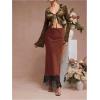 image:imageMakeMeChic Womens Satin Lace Maxi Skirt Silk High Waist Fishtail Long SkirtsRust Brown