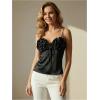 image:imageMakeMeChic Womens Satin Tank Tops 3D Floral Sleeveless Crop Tops Valentines Day OutfitBlack
