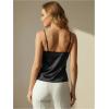 image:imageMakeMeChic Womens Satin Tank Tops 3D Floral Sleeveless Crop Tops Valentines Day OutfitBlack