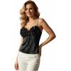 image:imageMakeMeChic Womens Satin Tank Tops 3D Floral Sleeveless Crop Tops Valentines Day OutfitBlack