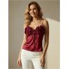 image:imageMakeMeChic Womens Satin Tank Tops 3D Floral Sleeveless Crop Tops Valentines Day OutfitBurgundy