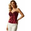 image:imageMakeMeChic Womens Satin Tank Tops 3D Floral Sleeveless Crop Tops Valentines Day OutfitBurgundy