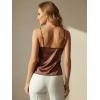 image:imageMakeMeChic Womens Satin Tank Tops 3D Floral Sleeveless Crop Tops Valentines Day OutfitCoffee Brown