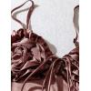 image:imageMakeMeChic Womens Satin Tank Tops 3D Floral Sleeveless Crop Tops Valentines Day OutfitCoffee Brown