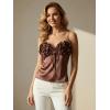 image:imageMakeMeChic Womens Satin Tank Tops 3D Floral Sleeveless Crop Tops Valentines Day OutfitCoffee Brown