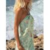 image:imageMakeMeChic Womens Sequin Sparkly Halter Crop Tops Fringe Open Back Split Summer Party TopGreen
