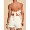 image:imageMakeMeChic Womens Sparkly Sequin Tops Backless Fringe Party Beach Strapless Tube TopsApricot