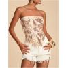 image:imageMakeMeChic Womens Sparkly Sequin Tops Backless Fringe Party Beach Strapless Tube TopsApricot