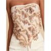 image:imageMakeMeChic Womens Sparkly Sequin Tops Backless Fringe Party Beach Strapless Tube TopsApricot