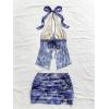 image:imageMakeMeChic Womens Summer 2 Piece Sets Mesh Open Back Halter Top Camisole Pencil Mini Skirt Set Vacation OutfitsBlue