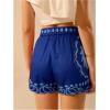 image:imageMakeMeChic Womens Summer Tropical Print High Waisted Shorts Wide Leg Boho Vacation SkortsBlue