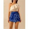 image:imageMakeMeChic Womens Summer Tropical Print High Waisted Shorts Wide Leg Boho Vacation SkortsBlue