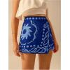 image:imageMakeMeChic Womens Summer Tropical Print High Waisted Shorts Wide Leg Boho Vacation SkortsBlue
