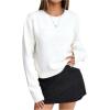 image:imageMakeMeChic Womens Cropped Pullover Sweater Crew Neck Long Sleeve Lightweight Knit Cozy SweatersWhite