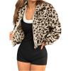 image:imageMakeMeChic Womens Faux Fur Jacket Leopard Print Fuzzy Full Zip Long Sleeve Y2k CoatsApricot