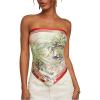 image:imageMakeMeChic Womens Floral Strapless Tube Crop Tops Backless Hanky Hem Boho Bandana TankMulticolor
