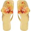 image:imageMakeMeChic Womens Flower Flat Sandals Square Toe Flip Flops Summer Beach Slippers Thong SandalYellow