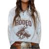 image:imageMakeMeChic Womens Half Zip Sweatshirt Western Graphic Long Sleeve Cowgirl Pullover TopsLight Grey