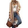 image:imageMakeMeChic Womens Open Front Long Fringe Cardigan Western Long Sleeve Boho Cardigan SweaterKhaki