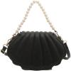 image:imageMakeMeChic Womens Seashell Shape Pearl Croccbody Handbag Leather Flap Adjustable Strap Shoulder BagBlack