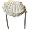image:imageMakeMeChic Womens Seashell Shape Pearl Croccbody Handbag Leather Flap Adjustable Strap Shoulder BagWhite