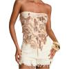 image:imageMakeMeChic Womens Sparkly Sequin Tops Backless Fringe Party Beach Strapless Tube TopsApricot