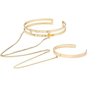 image:imageMakeMeChic Beach Gold Arm Cuff Jewelry for Women Bangle Band Armlet Flower Upper Arm Cuff Bracelet Summer Beach EssentialsChain Gold
