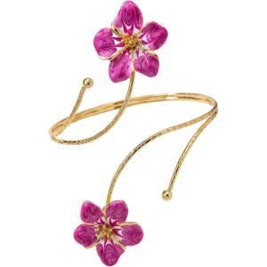 image:imageMakeMeChic Beach Gold Arm Cuff Jewelry for Women Bangle Band Armlet Flower Upper Arm Cuff Bracelet Summer Beach EssentialsHot Pink