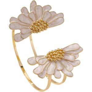 image:imageMakeMeChic Beach Gold Arm Cuff Jewelry for Women Bangle Band Armlet Flower Upper Arm Cuff Bracelet Summer Beach EssentialsWhite Floral B