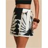 image:imageMAKEMECHIC Womens Summer Boho Wrap Mini Skirt Beach Vacation Short SkirtsLeave Print Black