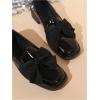 image:imageMakeMeChic Loafers for Women Dressy Bow Leather Square Toe Slip on ShoesBlack