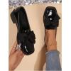 image:imageMakeMeChic Loafers for Women Dressy Bow Leather Square Toe Slip on ShoesBlack