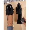 image:imageMakeMeChic Loafers for Women Dressy Bow Leather Square Toe Slip on ShoesBlack