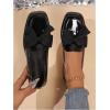 image:imageMakeMeChic Loafers for Women Dressy Bow Leather Square Toe Slip on ShoesBlack